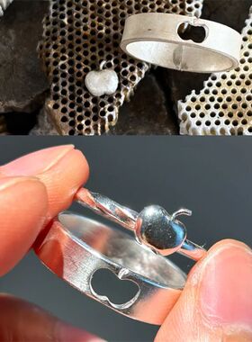 原创手工小苹果情侣对戒众