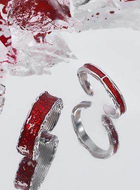 新款戒指女潮开口可调节滴胶ins小众设计纹理感情侣冷淡风食指戒