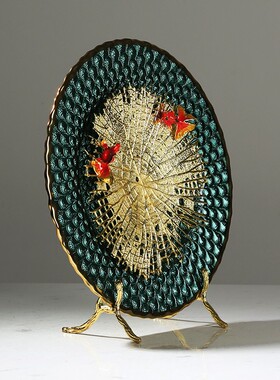 艺术摆件客厅样板房如鱼得水摆盘金属玄关酒店书柜博古架工艺装饰