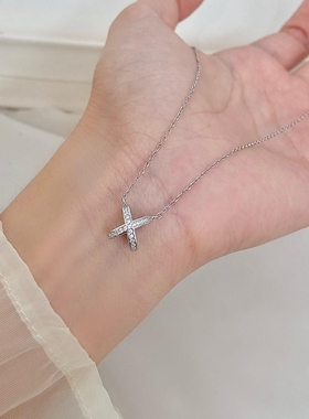 缘系一生项链女满钻交叉锁骨链