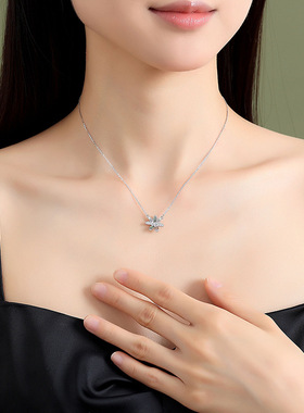 S925纯银小雏菊项链女森系小清新潮小众时尚花朵锁骨链送闺蜜礼物