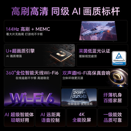 海信电视75E3Q 75英寸 AI智能高刷 Wi-Fi 6 液晶家用以旧换新补贴 - 图1