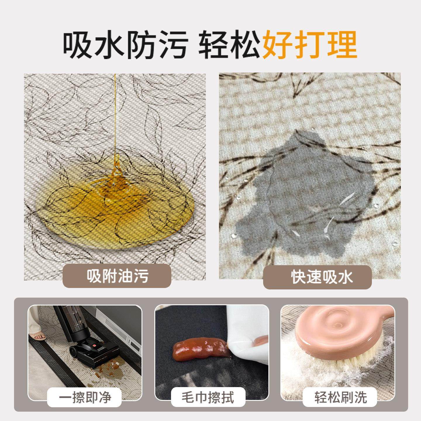 厨房专用地垫吸油防滑可擦免洗矽藻泥L形整块吸水凉垫地毯耐脏转,淘宝优惠券,粉丝福利购,淘宝优惠卷