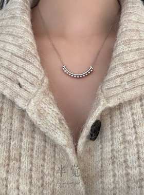 半觉彩虹桥草莓奶宝渐变设计款珍珠项链微笑链S925银