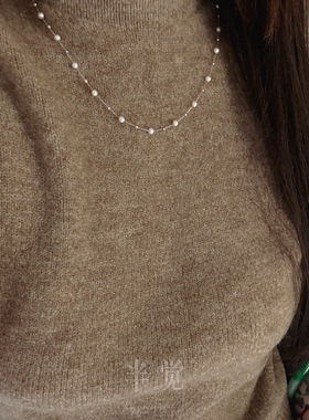 半觉紫白铂金满天星九紫离火炫亮百搭紫吊坠珍珠项链礼物可开票