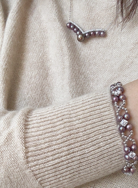 半觉钻钻bling闪优雅编织百搭紫珠珍珠手链