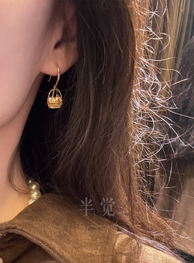 半觉珍珠小花篮万能扣吊坠耳环可爱精致高级感 礼物可开票