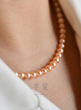 半觉金奶宝淡金色珍珠baby项链高级浅金色媲美羽黄金 礼物可开票