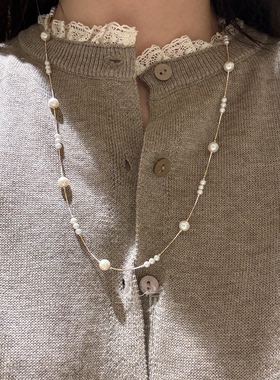 半觉轻奢高级感极光珍珠满天星项链女颈链60cmS925银礼物可开票