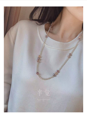 半觉【甜心女王】ssr珠光糖果配色满天星珍珠毛衣链70cm项链