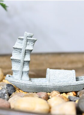 极速仿真小石桥小船摆件假山流水盆景园艺花卉景观造W景迷你桥装