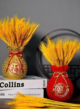 新品麦穗红果发财j果仿真花客厅装饰品摆件春节新年红浆果过年喜