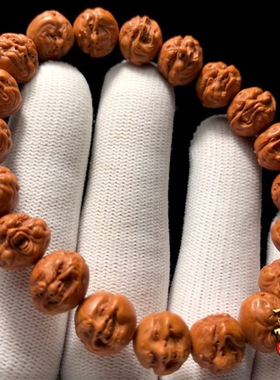 极速龙纹桃核雕刻一念恶僧核雕手串怒佛弥勒佛桃木U手链非小核桃