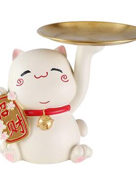 新品入户招财猫摆件玄关钥匙w收纳客厅电视柜酒柜办公桌装饰品开