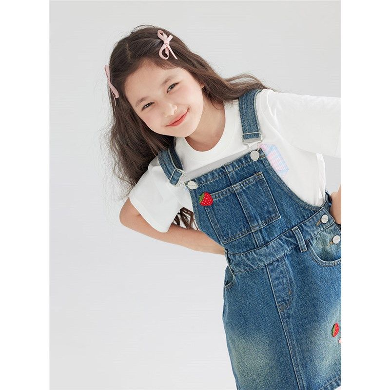 【草莓夹心】女童牛仔背带裙春季新款儿童亲肤牛仔棉舒适百搭裙子,淘宝优惠券,粉丝福利购,淘宝优惠卷