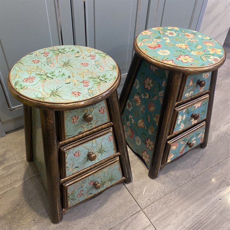 美式实木梳妆凳 欧式田园凳 带抽屉圆H凳子 家用凳 化妆凳新品 - 图2