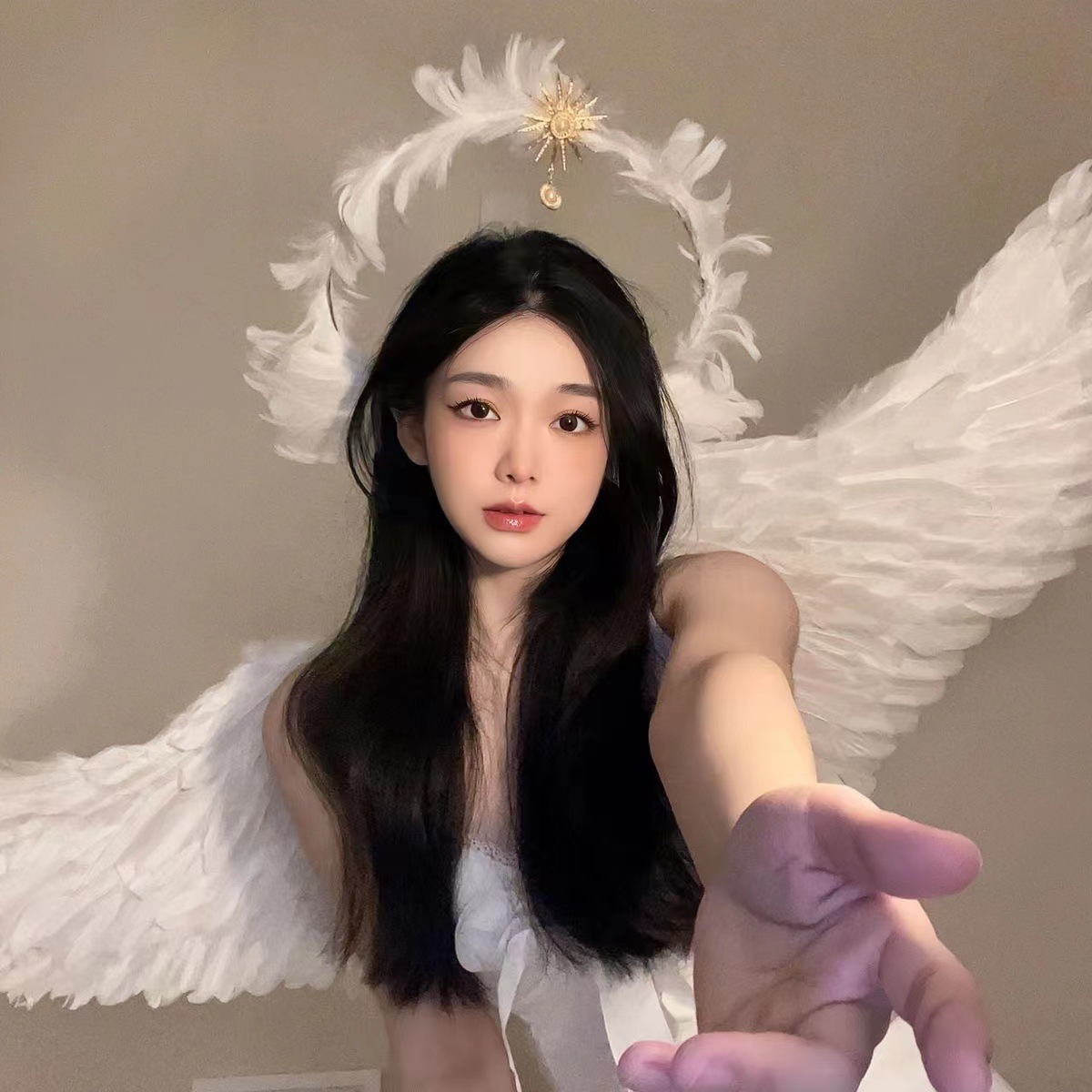 白色天使精灵翅膀羽毛发箍万圣节圣诞节服装饰女穿搭套装道具发饰