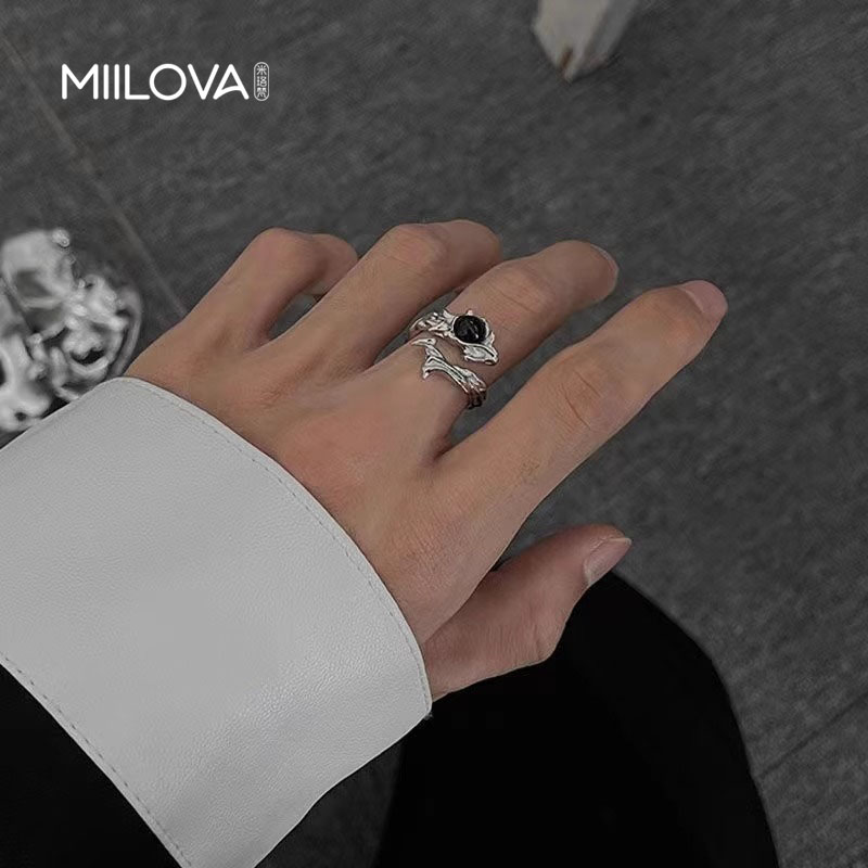 暗黑风荆棘戒指男女同款小众设计情侣自律指环冷淡风个性开口百搭 - 图0