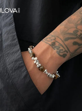 仿水晶手链新中式复古异形咖色