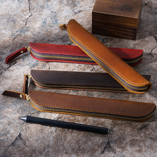 牛皮简约迷你复古笔袋苹果手写笔套苹果触控笔保护套小巧可爱笔盒 - 图2