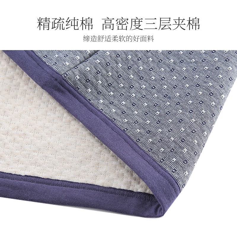 中老年纯棉三层保暖内衣开衫套装男老人秋冬夹棉圆领宽松家居服厚 - 图1