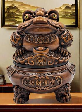 树脂中式家居摆件仿木招财金蟾八方来财摆件店铺乔迁新居开业礼品
