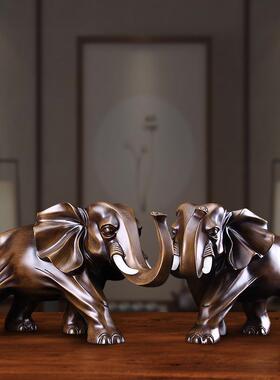 中式大象摆件家居客厅酒柜电视柜装饰品摆件树脂工艺品乔迁礼品