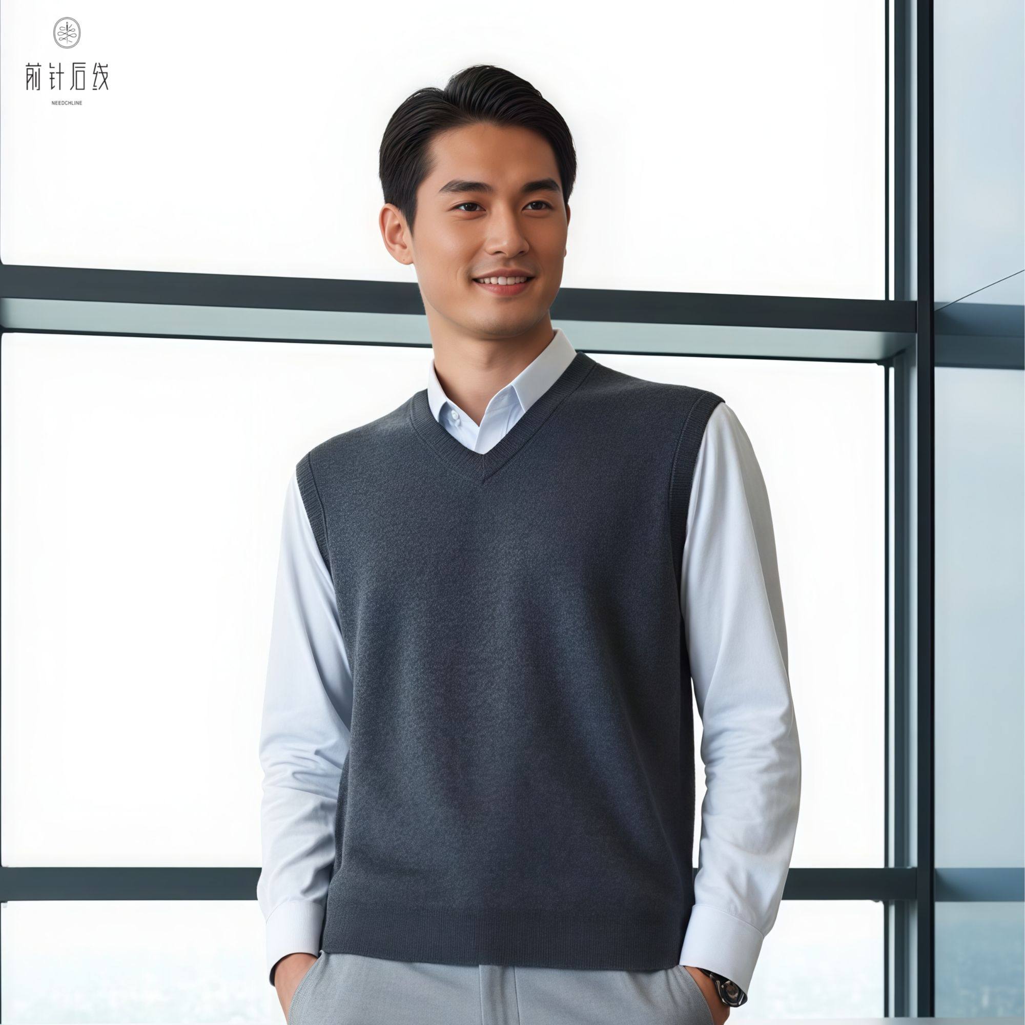 100%纯羊绒男士V领马甲羊绒衫背心品质男装精纺厚款无袖秋冬保暖,淘宝优惠券,粉丝福利购,淘宝优惠卷