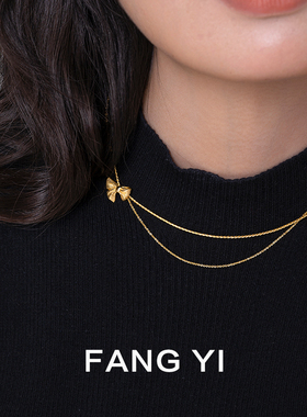 FANGYI方宜 【新品】丝绸蝴蝶结精致优雅设计感叠链项链锁骨链
