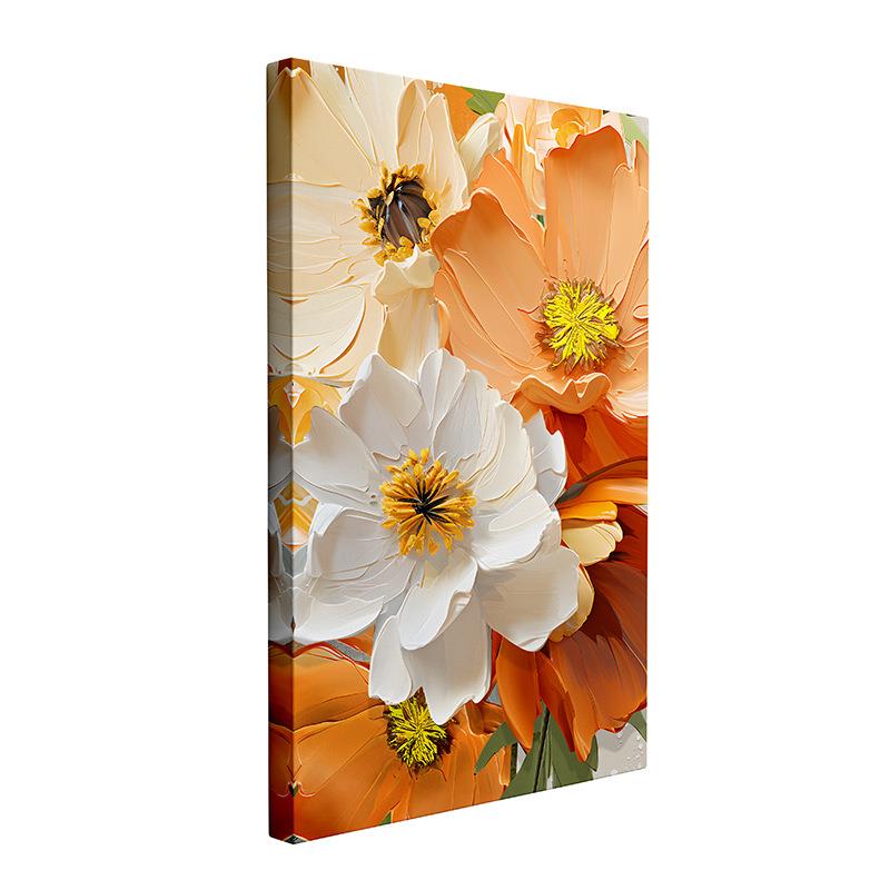 装饰画餐厅奶油风肌理花卉植物喷绘油画酒店公寓民宿挂画无框画 - 图2