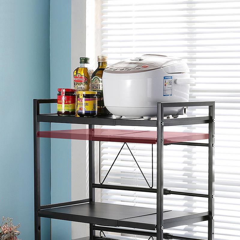 伸缩微波炉架烤箱架子落地式厨房置物架配挂钩二层电饭煲储物收纳 - 图2