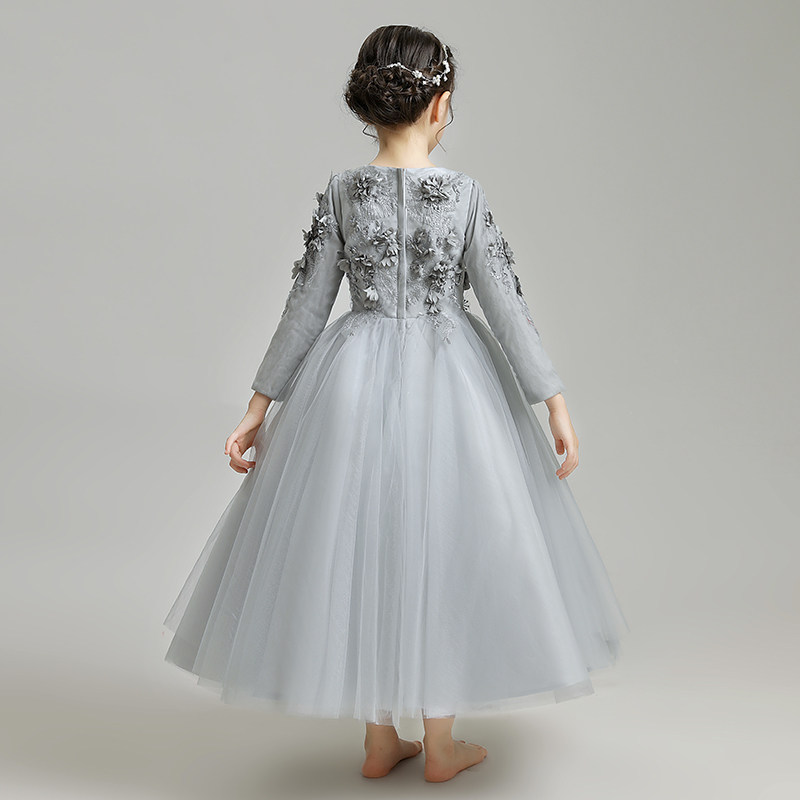 女童晚礼服公主裙儿童婚纱高贵小花童礼服蓬蓬纱长袖钢琴演出服冬,淘宝优惠券,粉丝福利购,淘宝优惠卷