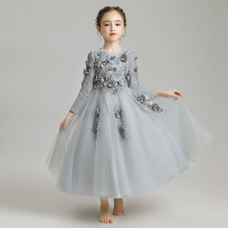 女童晚礼服公主裙儿童婚纱高贵小花童礼服蓬蓬纱长袖钢琴演出服冬,淘宝优惠券,粉丝福利购,淘宝优惠卷