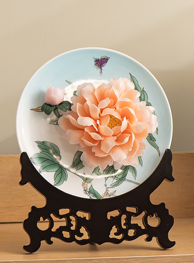 陶瓷手工捏花牡丹花工艺礼品摆件