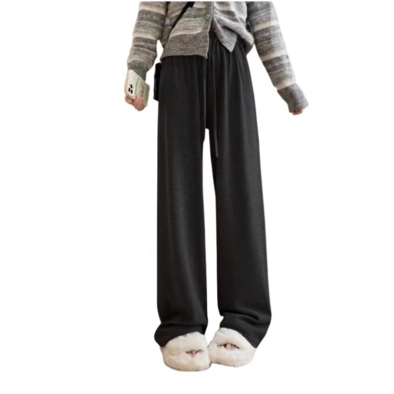 糯米阔腿裤2025冬季新款加绒高腰显瘦休闲裤垂感拖地裤A