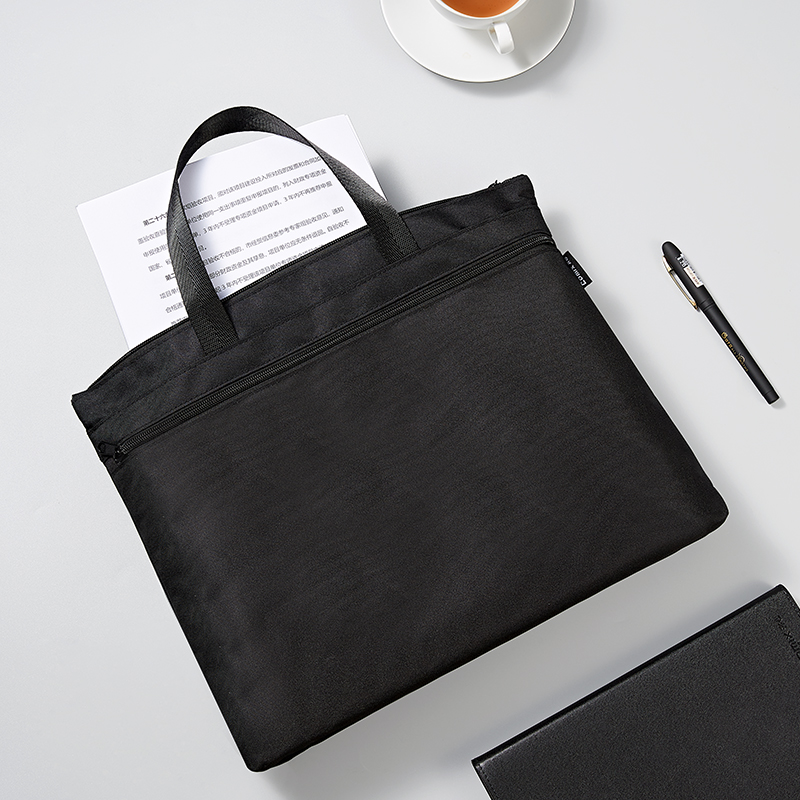 齐心公文包拉链手提包大容量帆布包多层商务公文包电脑包办公用品学生科目分类包大容量分层多功能商务包