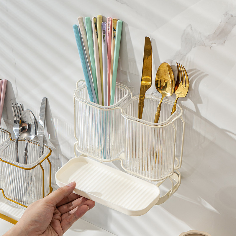 家用筷子筒轻奢厨房刀叉收纳盒沥水置物架壁挂式筷笼家居生活用品,淘宝优惠券,粉丝福利购,淘宝优惠卷