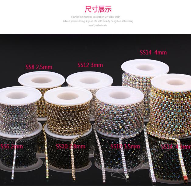 密爪白色水钻爪链diy美甲链条爪钻水晶钻石金色银色流苏项链材料 - 图3