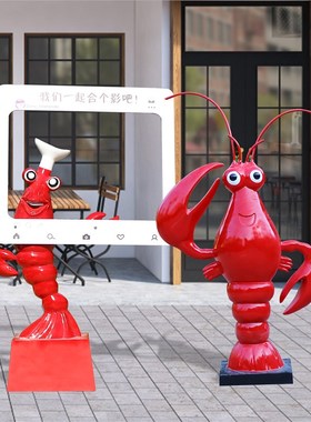 玻璃钢小龙虾模型雕塑酒楼大排档招牌装饰品海鲜烧烤门店迎宾摆件