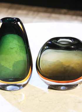 超厚创意轻奢琉璃花瓶玻璃装饰客厅酒柜玄关酒店插花摆件餐桌花器