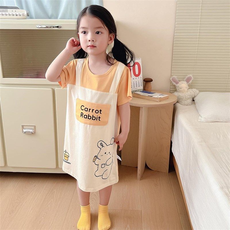 女童睡裙纯棉a类夏季短袖薄款小女孩公主风睡衣裙宝宝儿童家居服,淘宝优惠券,粉丝福利购,淘宝优惠卷