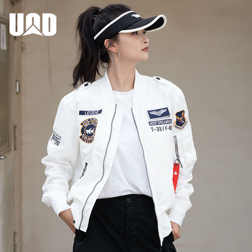 UOD明星同款棒球服美式飞行夹克复古刺绣棒球服春秋宽松工装外套 - 图0
