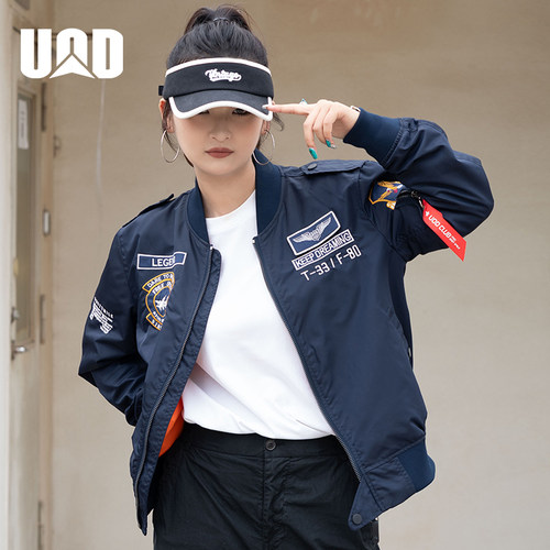 UOD明星同款棒球服美式飞行夹克复古刺绣棒球服春秋宽松工装外套 - 图3