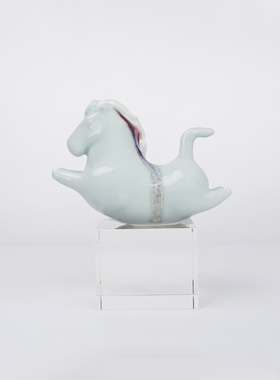 新中式陶瓷马摆件样板间室内客厅茶几书房办公室书柜软装饰品摆设