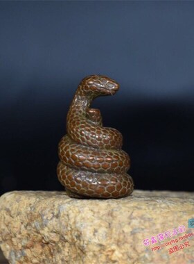 纯铜手工仿古实心紫铜茶宠小物件 盘蛇香插手把玩件 茶道小摆件