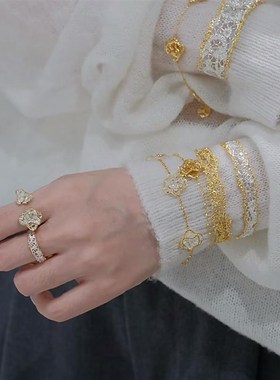 列维斯蕾丝裙摆系列开口戒指女2025年新款轻奢高级可调节指环戒指