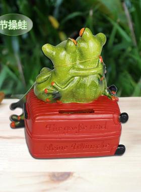 节操蛙 树脂工艺品礼品创意旅途情侣青蛙居家田园桌面摆件YX99043