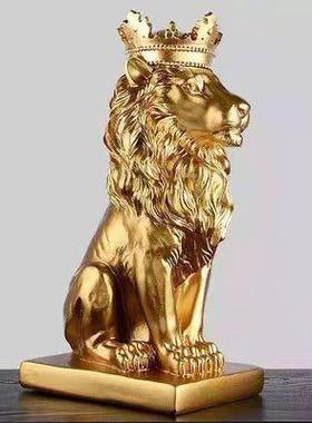 皇冠狮子客厅玄关电视柜装饰摆件办公摆设书桌艺术品招财简约饰品