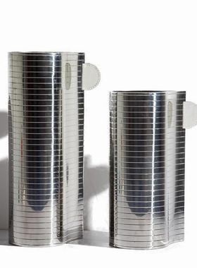 现代极简花瓶不锈钢横纹单耳花器样板间售楼处酒店金属花插装饰品