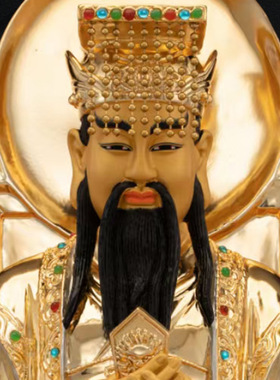 铜中式佛堂五岳大帝神像装饰摆件